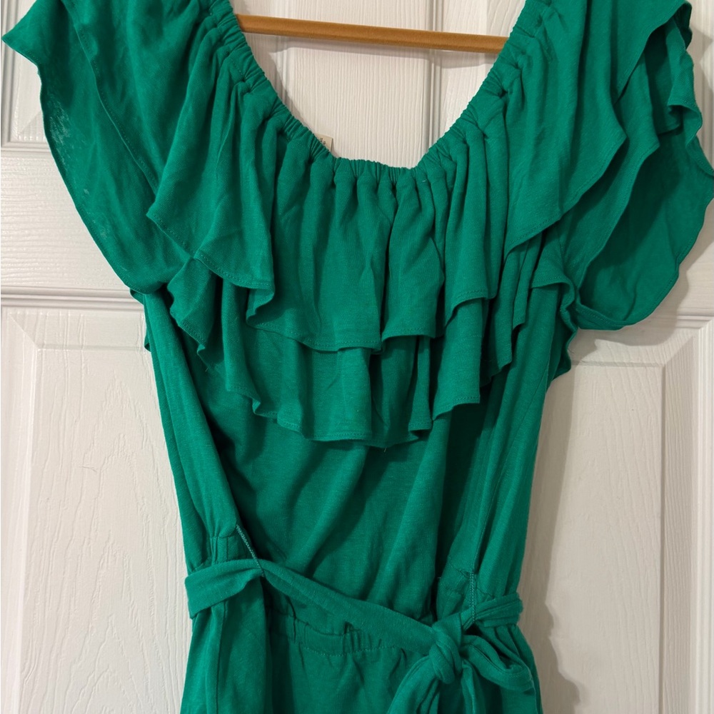 Lauren Ralph Lauren Emerald Ruffle Off-Shoulder Blouse